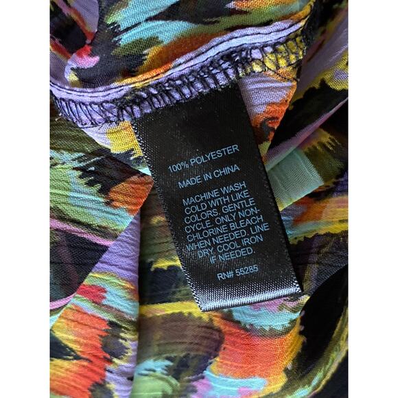 EXPRESS Womens Size XS Sheer Convertible 3/4 Sleeve Keyhole Neck Tribal Shirt - Picture 7 of 9